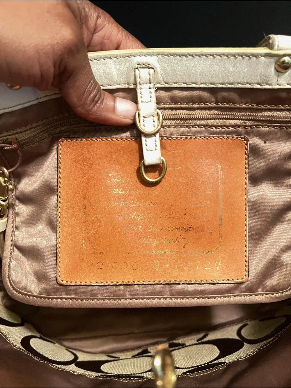 Vintage Coach y2k Two-Tone Signature Stripe Canvas Tote in Brown and Cream